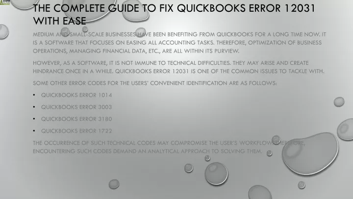 the complete guide to fix quickbooks error 12031 with ease