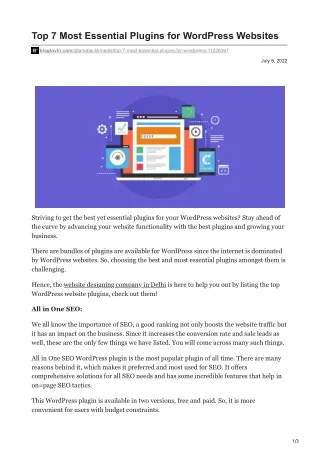 top 7 most essential plugins for wordpress