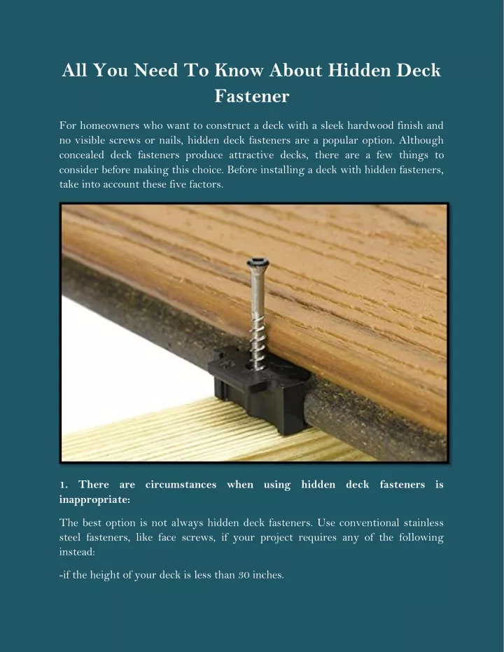 all you need to know about hidden deck fastener