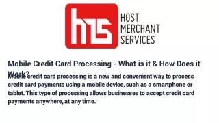 mobile credit card processing what is it how does it work