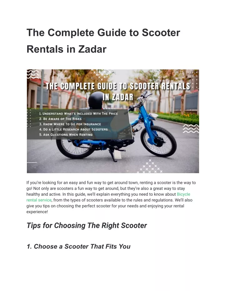 the complete guide to scooter rentals in zadar