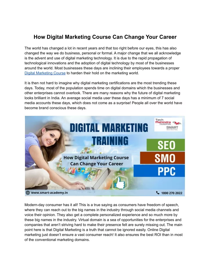 how digital marketing course can change your