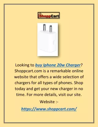 Buy Iphone 20w Charger | Shoppcart.com