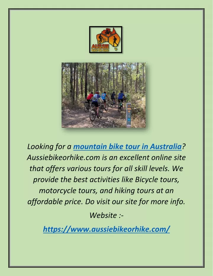 looking for a mountain bike tour in australia