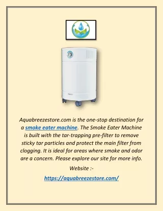 Smoke Eater Machine | Aquabreezestore.com