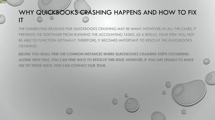 why quickbooks crashing happens and how to fix it