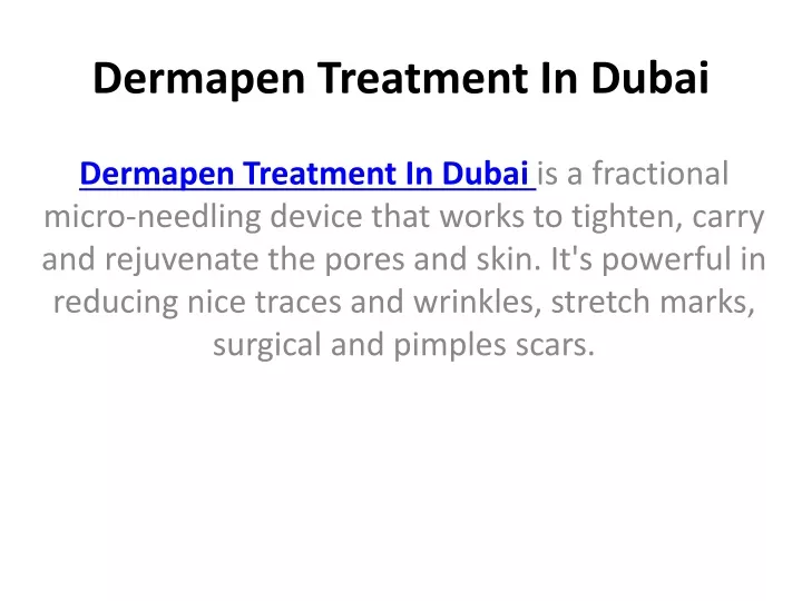 dermapen treatment in dubai