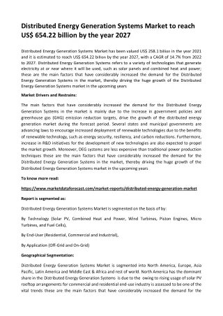 distributed energy generation systems market