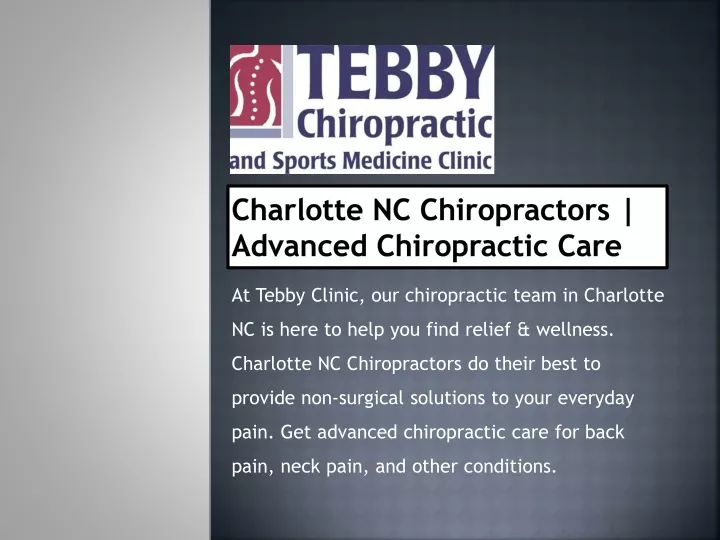 charlotte nc chiropractors advanced chiropractic care