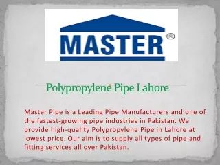Polypropylene Pipe Lahore