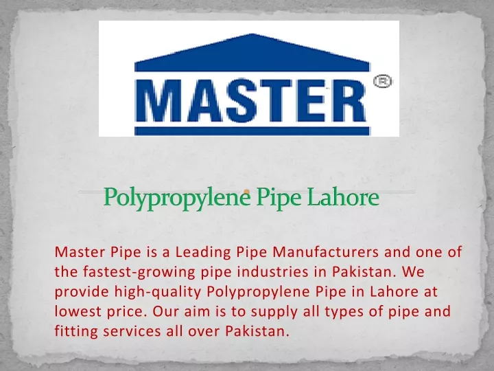 polypropylene pipe lahore