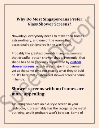Why Do Most Singaporeans Prefer Glass Shower Screens.docx