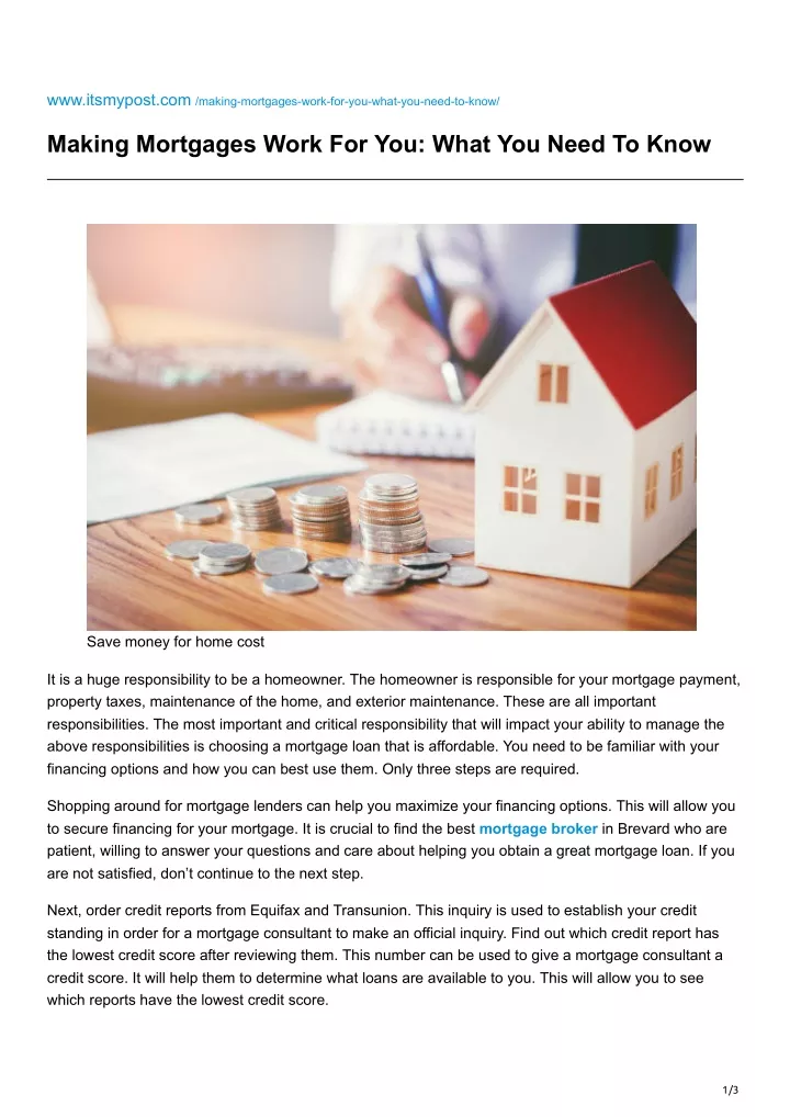 www itsmypost com making mortgages work