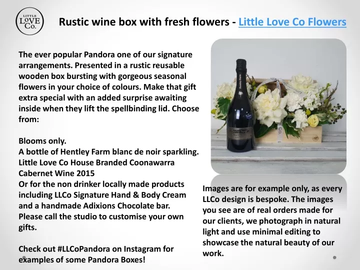 rustic wine box with fresh flowers little love