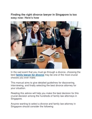 Finding the right divorce lawyer in Singapore is too easy now