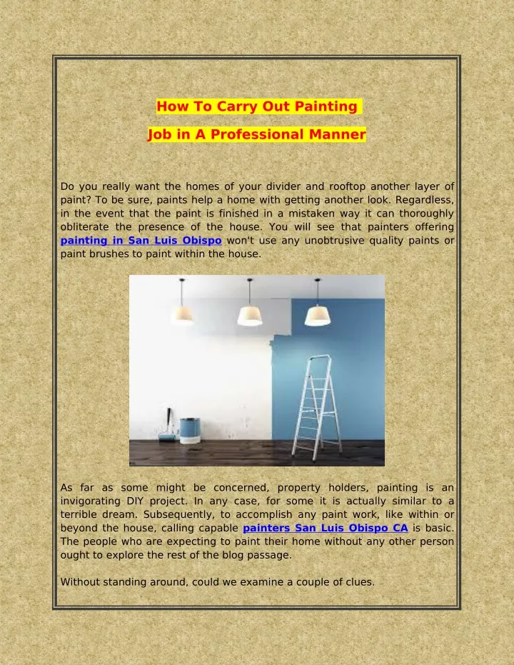 how to carry out painting