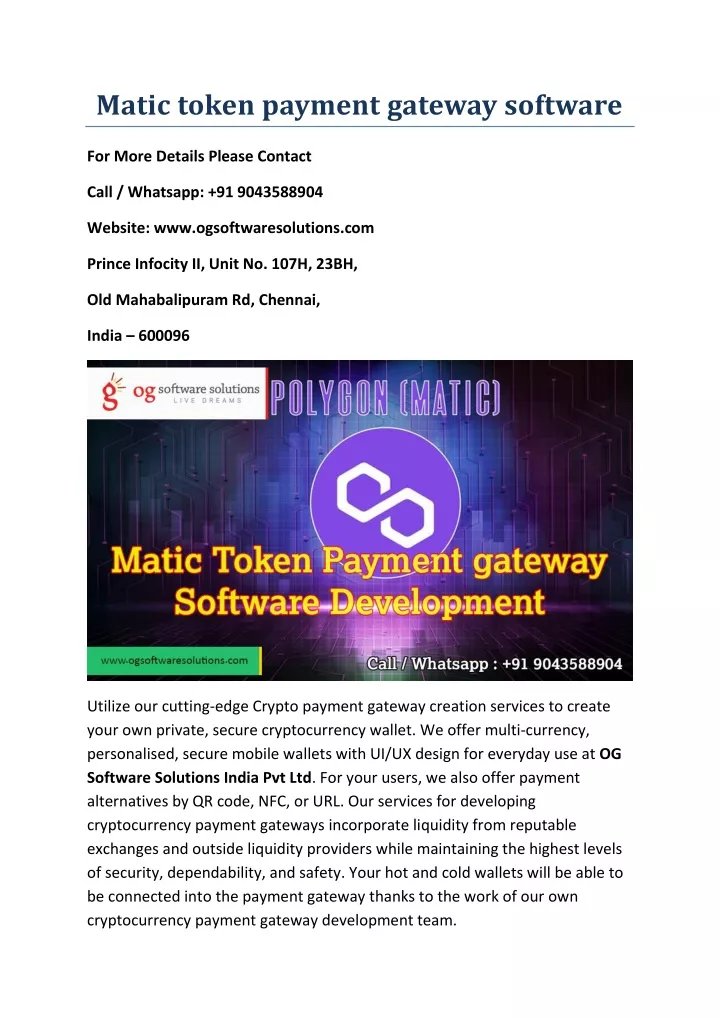 matic token payment gateway software