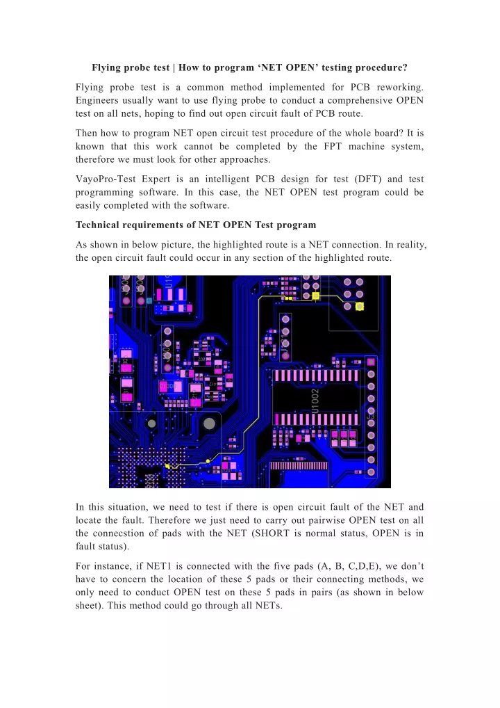 flying probe test how to program net open testing