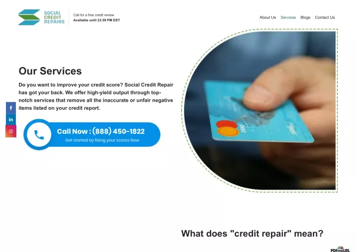 call for a free credit review available until