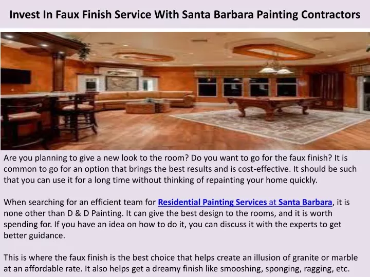 invest in faux finish service with santa barbara painting contractors