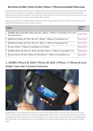 Best iPhone SE 2020  iPhone SE 2022  iPhone 7  iPhone 8 Card Holder Phone Cases