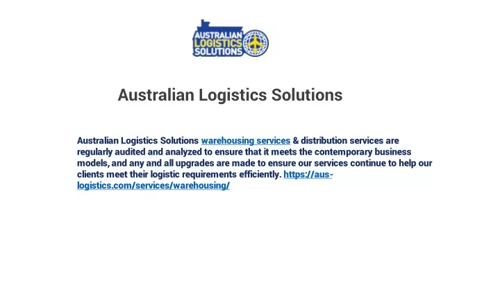 australian logistics solutions