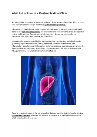 What to Look for in a Gastrointestinal Clinic