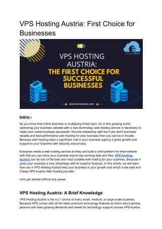 VPS Hosting Austria_ is The First Choice for Successful Businesses
