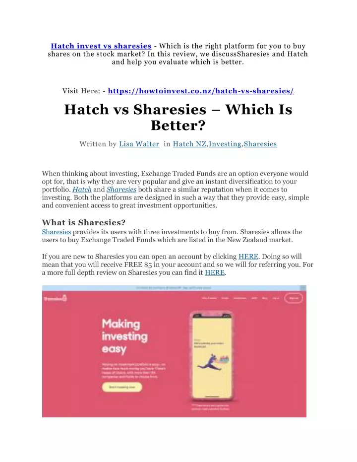 hatch invest vs sharesies which is the right