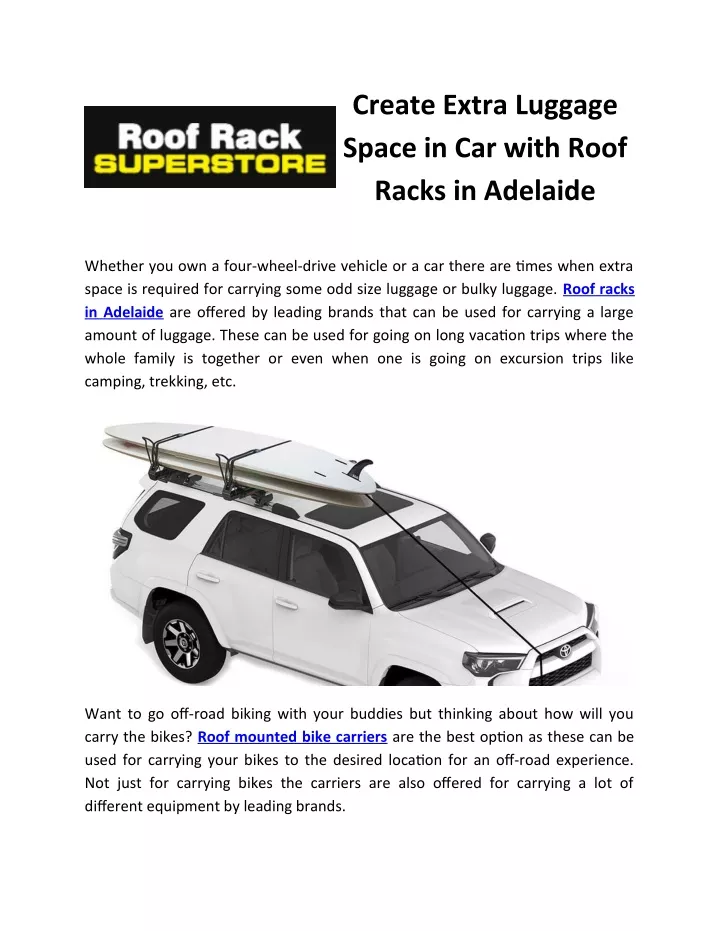 create extra luggage space in car with roof racks