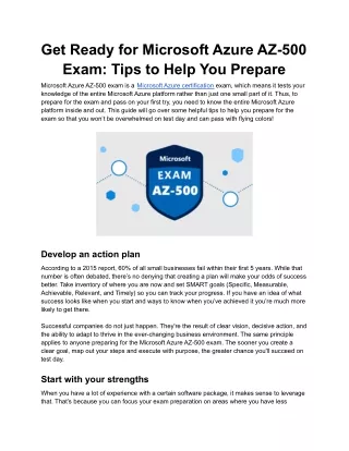 Get Ready for Microsoft Azure AZ-500 Exam Tips to Help You Prepare