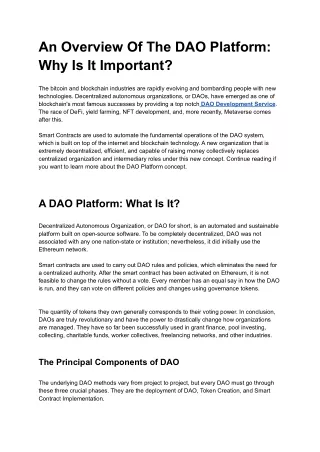 an overview of the dao platform