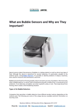 What are Bubble Sensors and Why are They Important?
