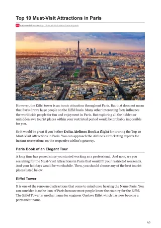 Top 10 Must-Visit Attractions in Paris