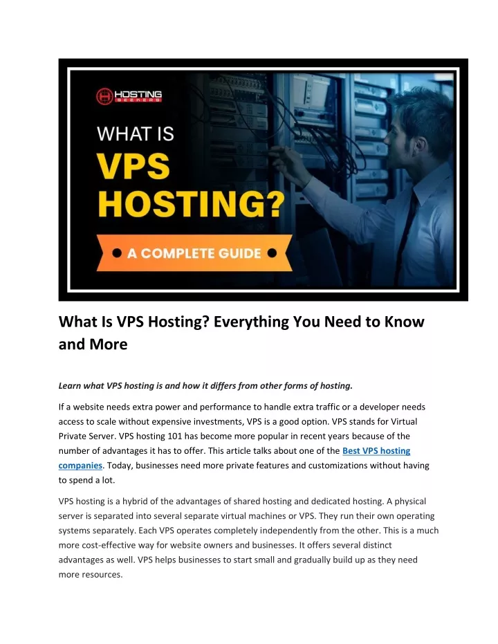 what is vps hosting everything you need to know