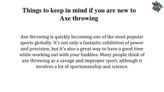 Things to keep in mind if you are new to Axe throwing