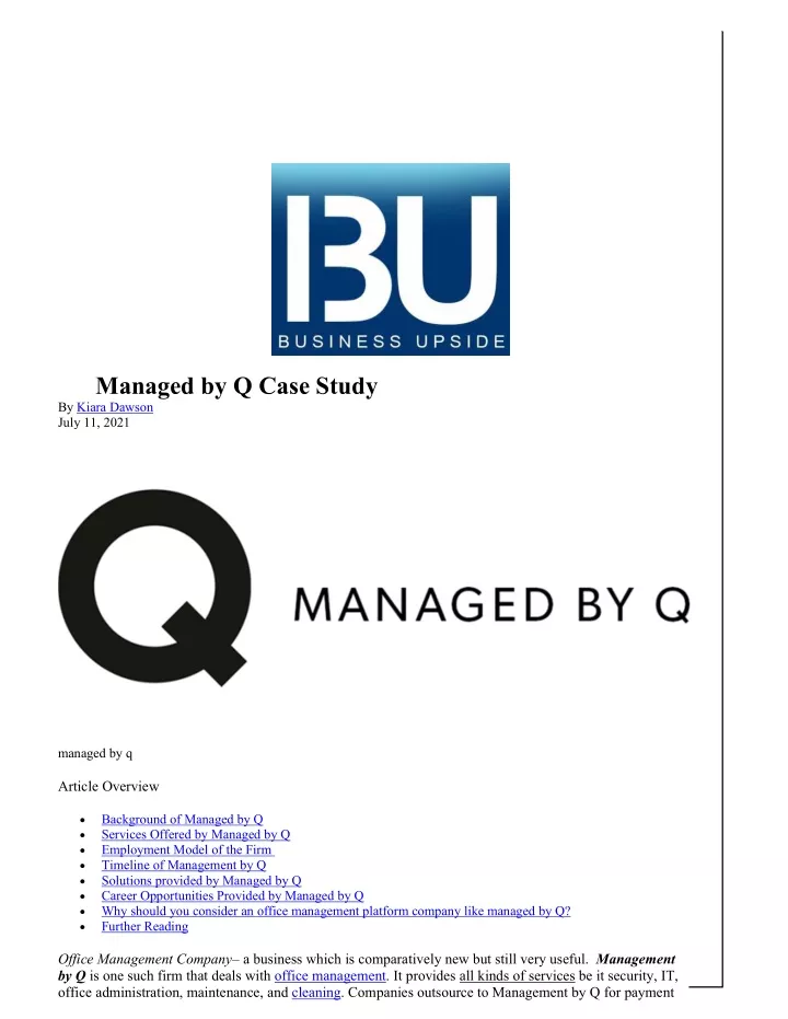 managed by q case study