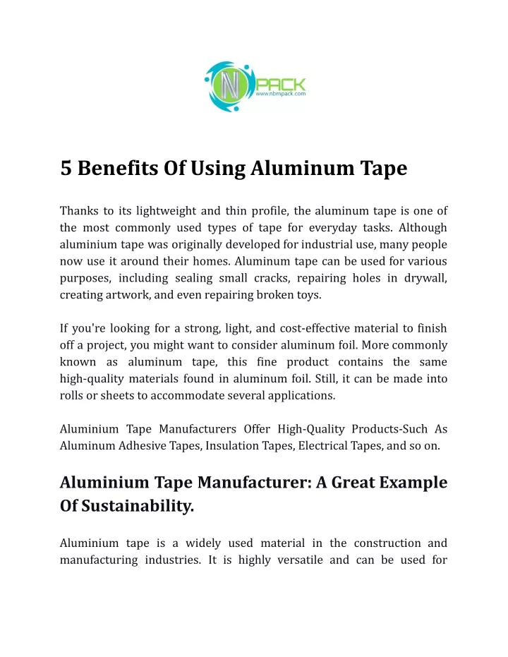 5 benefits of using aluminum tape