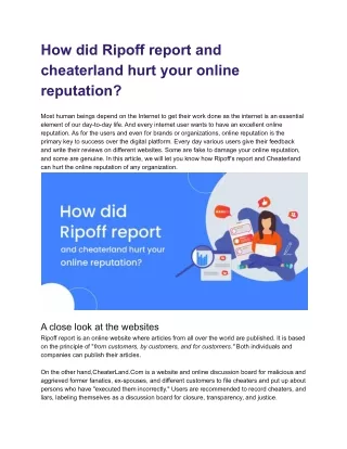 How did Ripoff report and cheaterland hurt your online reputation.docx