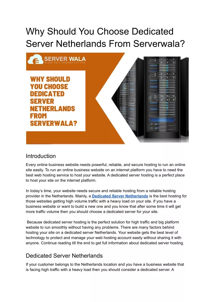 why should you choose dedicated server