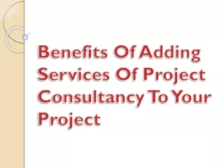 benefits of adding services of project consultancy to your project