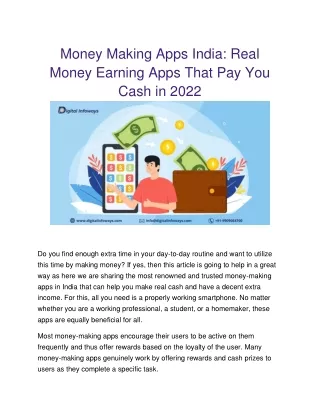 Money Making Apps India_ Real Money Earning Apps That Pay You Cash in 2022