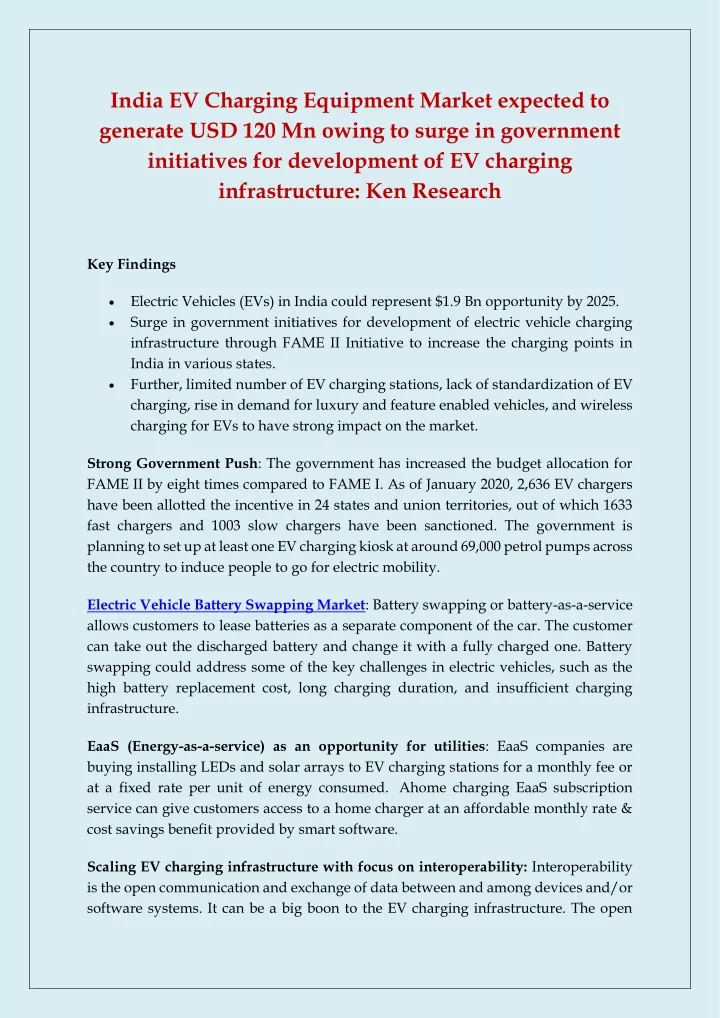india ev charging equipment market expected