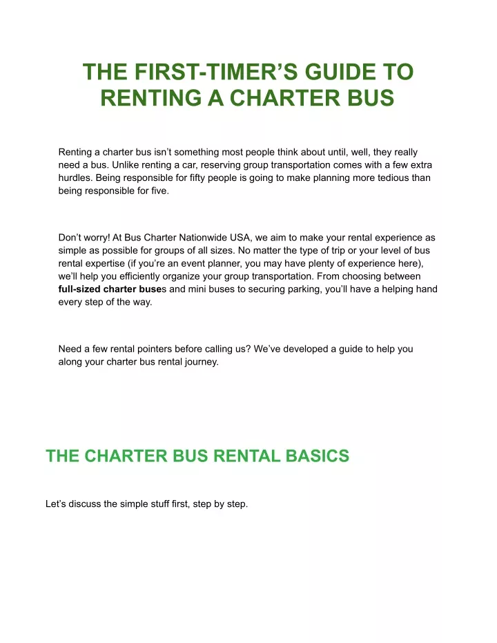the first timer s guide to renting a charter bus