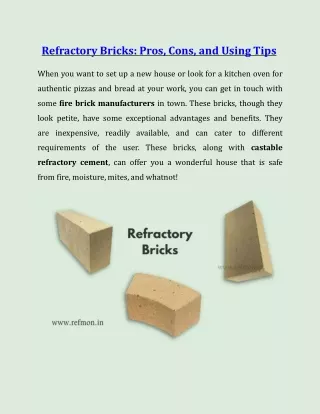 refractory bricks pros cons and using tips when