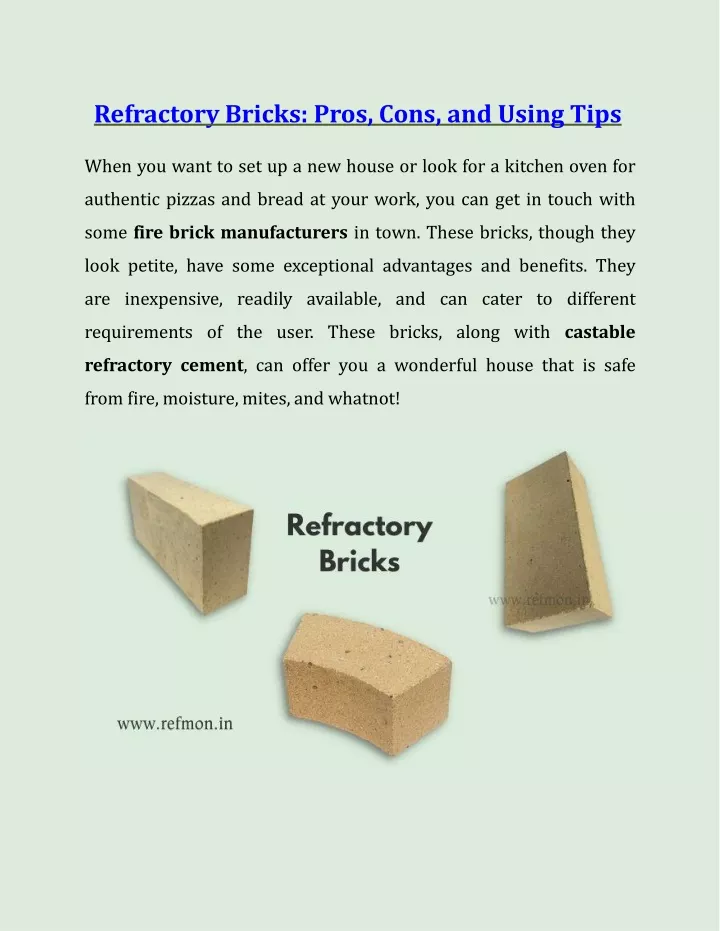 refractory bricks pros cons and using tips when