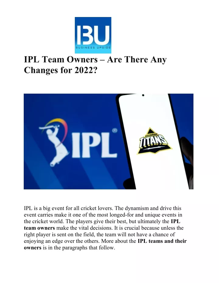 ipl team owners are there any changes for 2022
