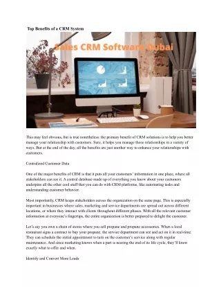 top benefits of a crm system