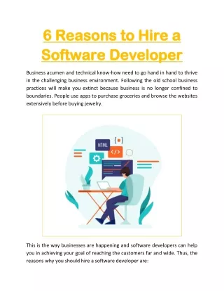 6 Reasons to Hire a Software Developer