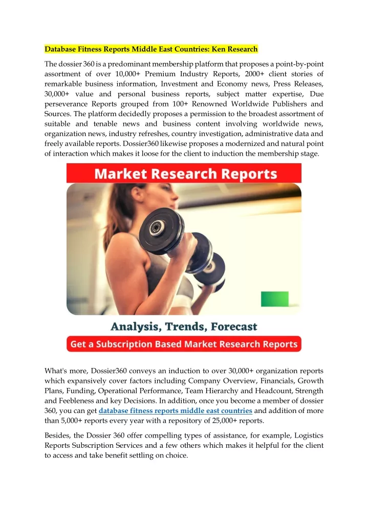 database fitness reports middle east countries